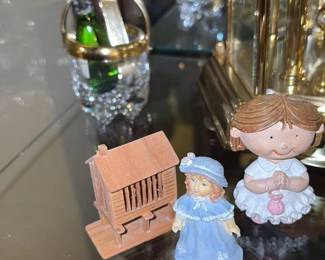 Vintage Display Cabinet with Assorted Collectibles