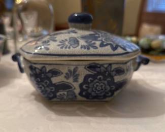 Blue and White Delft Style Covered Dish