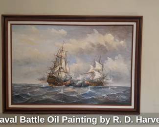 Naval Battle Oil Painting by R.D. Harvey