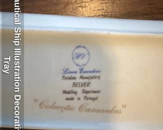 Nautical Ship Illustration Decorative Tray