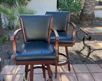 Leather and wood swivel bar stools $40 each