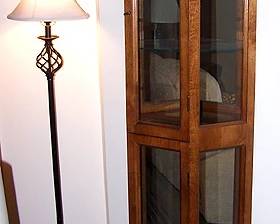 Floor lamp and curio cabinet