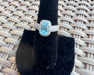 #5  Platinum  L/R- 1.28 cts Paraiba Tourmaline,  0.43 cts Dias - 7.1g
