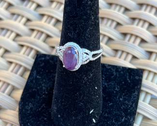 #4  Platinum  L/R-   2.10 cts  Kashmir Sapphire,   0.42 cts Dias - 6.1g
