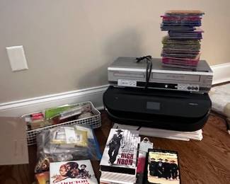 VCR, tapes, and variety of office supplies