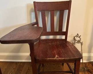 Antique school desk with writing tablet