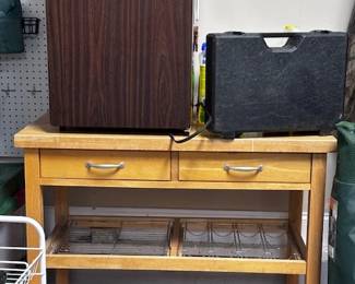 Mini-fridge and kitchen island