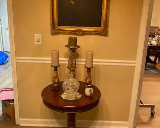 Round Cherry Table with candle sticks