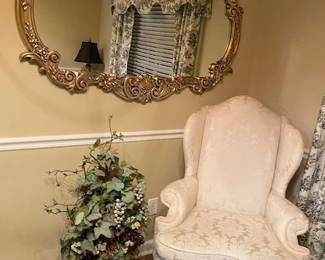 Wing Back chair and large mirror