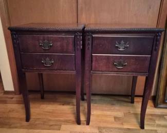 67 PairofSolidWoodSideTablesTwoDrawers