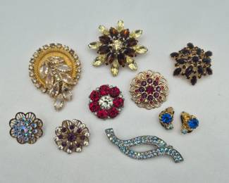 62 ColorfulRhinestoneBroochCollectionAustria
