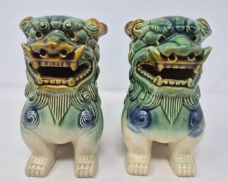 118 ChineseGuardianFooDogCeramicFiguresMouthOpen