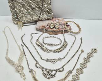 65 RhinestoneJewelryNecklacesBraceletsEarringsEveningPurse
