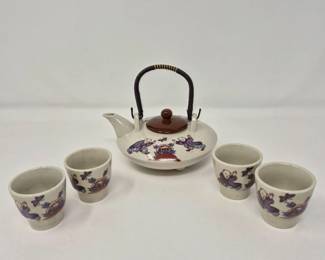 73 1970sMiniPotteryTeaPotFourCups