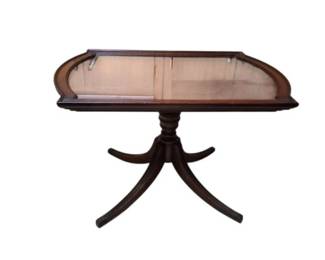 95 AntiqueSideTablewithRemovableFramedGlassTop