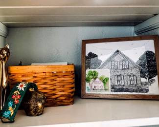 basket, print, brass animals