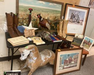 Vintage framed art.
Wonderful wooden horse, possibly carosel horse.