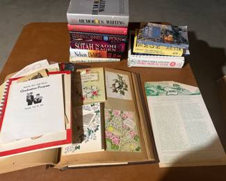 Vintage wedding scrapbook; old menus and old Senn HS graduation program