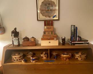 cigar boxes & turned covered bowls