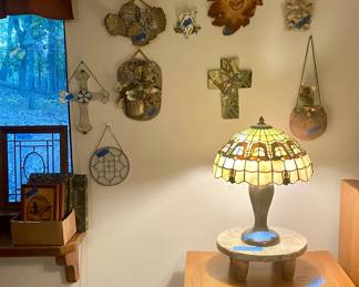 one of a pair of Tiffany style lamps