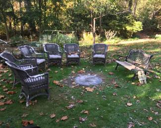 6 Outdoor chairs $20 (white plastic chairs had been spray painted brown - may be able to power wash brown paint off.