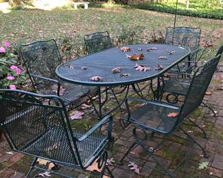 Woodward style table and 6 chairs