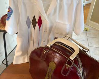 King Louie 1960s Bowling shirt & Vtg ball bag