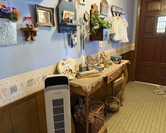 Entry table and decor.