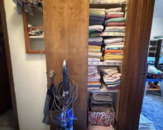 Dyson vacuum and lots of towels and linens. 