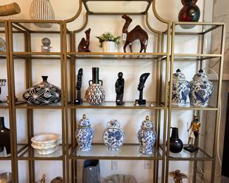 3-piece glass gold tone shelf unit (2 of 2), decor