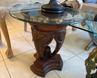Elephant base, glass top