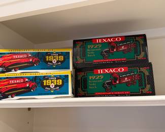 Texaco Collector Series #9: 1925 Kenworth Stake Truck Texaco Collector Series #10: 1939 Dodge Airflow (Locking Coin Banks - Die Cast Metal)