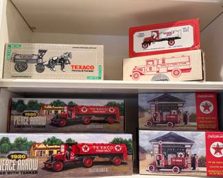 Texaco Horse & Tanker, 1920 Pierce Arrow Cab with Tanker Collector Series #16 &1919 GMC Tanker Truck Collector Series #17 (Die Cast Metal Banks)