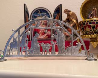 Bavarian Silver Pewter Nativity Scene