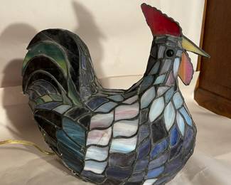 Chicken stained glass lamp