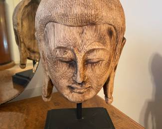 wood carved buddah head