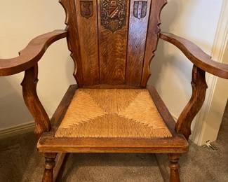 oak chair with rushing