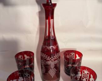 Cut to clear decanter and glasses