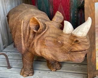 carved rhino lifesized