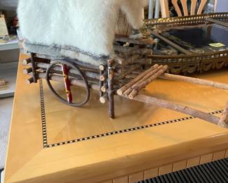 rustic fur covered wagon