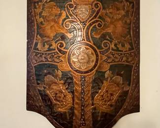 ornate renaissance revival carved heraldic plaque