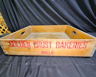 Vtg Golden Crust Bakeries Wooden Bread Carrier