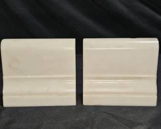Pair of White Marble Book Ends