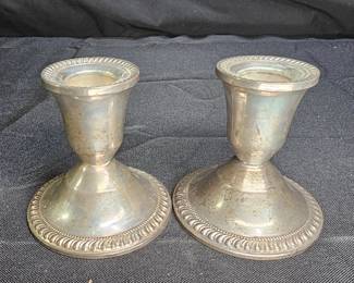 Pair of Sterling Silver Weighted Candle Holders