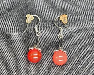 Carnelian & Sterling Silver Drop Earrings