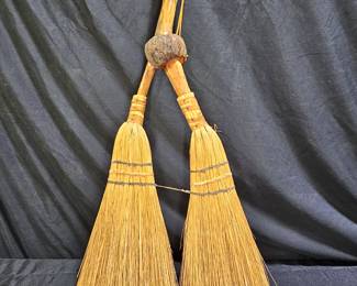 Vtg Hand Made Rustic Double Headed Broom