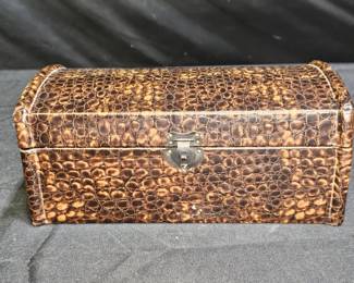 Faux Crocodile Leather & Velvet Lined Jewelry Box