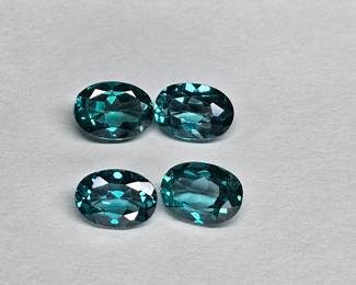 4 Blue-Green Aquamarine Oval Cut Loose Gemstones