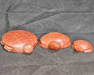 3 Hand Carved Pipestone Turtles