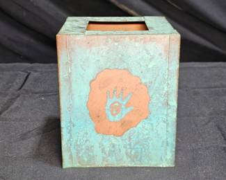 Copper Tissue Box Cover w/ Native American Motifs